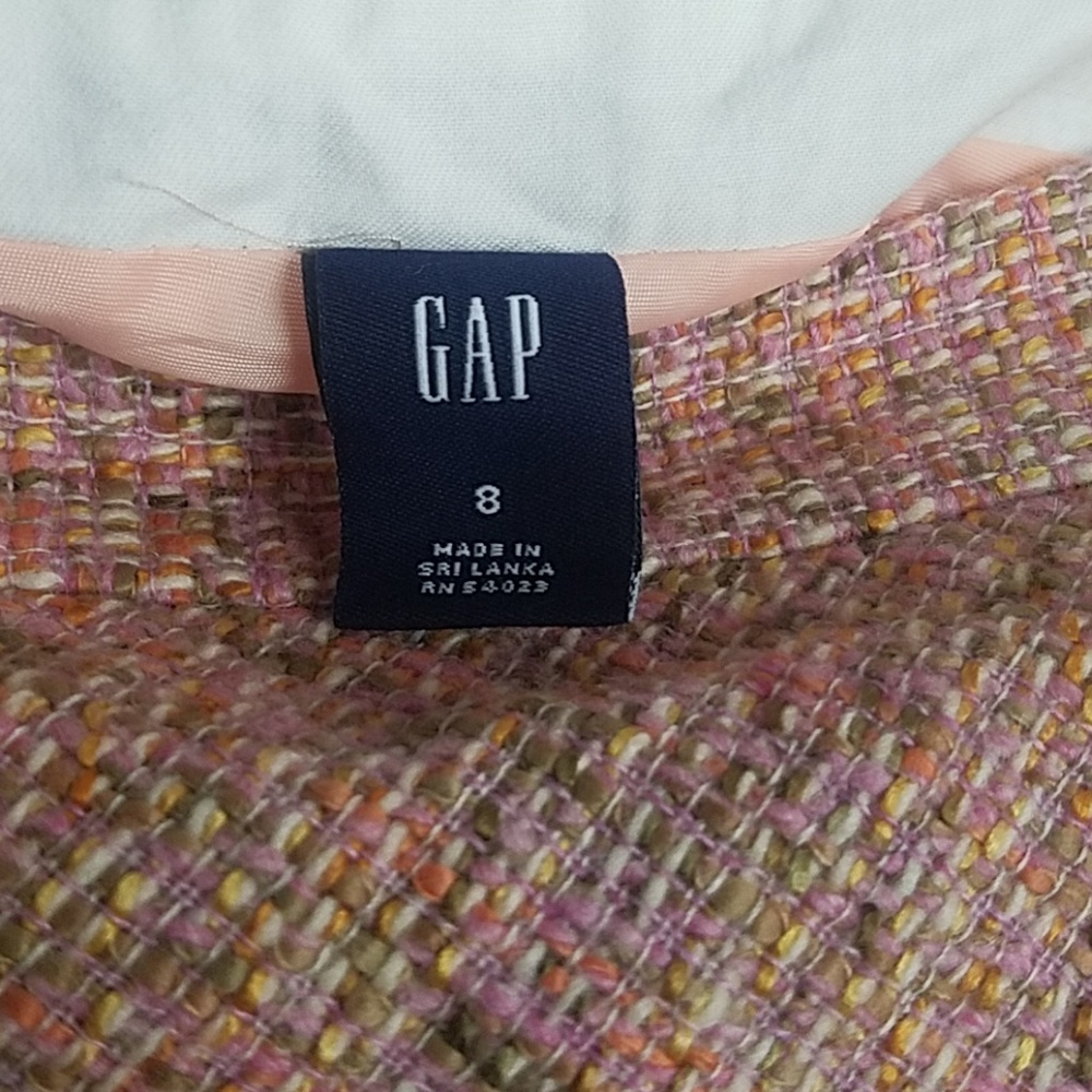 Gap Wool Blend Pink Tweed Skirt Velvet Trim Lined - Picture 4 of 6